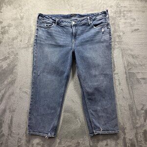 Silver Jeans Co Jeans Womens Large Blue Elyse Capri Stretch Distressed Raw Hem